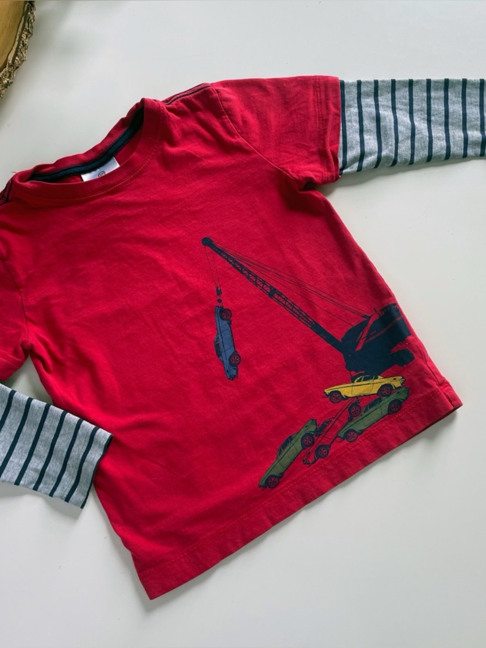 Hanna Andersson Scrap Car Handling Crane Extended Sleeve Shirt | 100/4